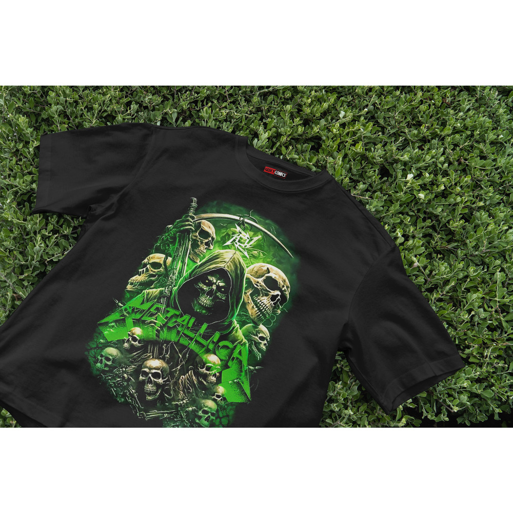 Band rock T-shirt | Green Metallica Skull Band T-Shirt